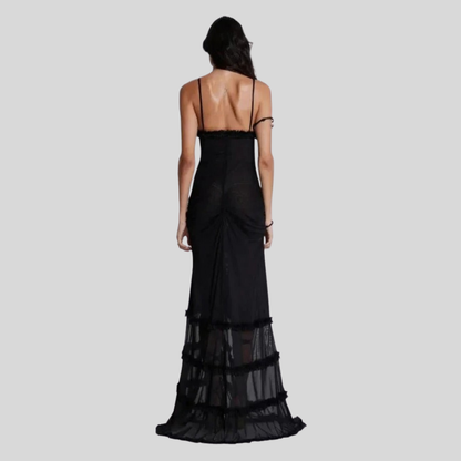 Voluminous Mesh Maxi Dress Ruched
