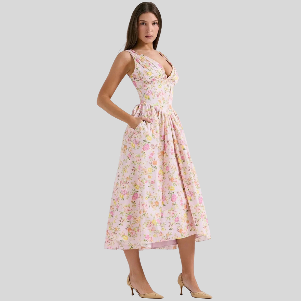 Tropical Print Midi Sundress