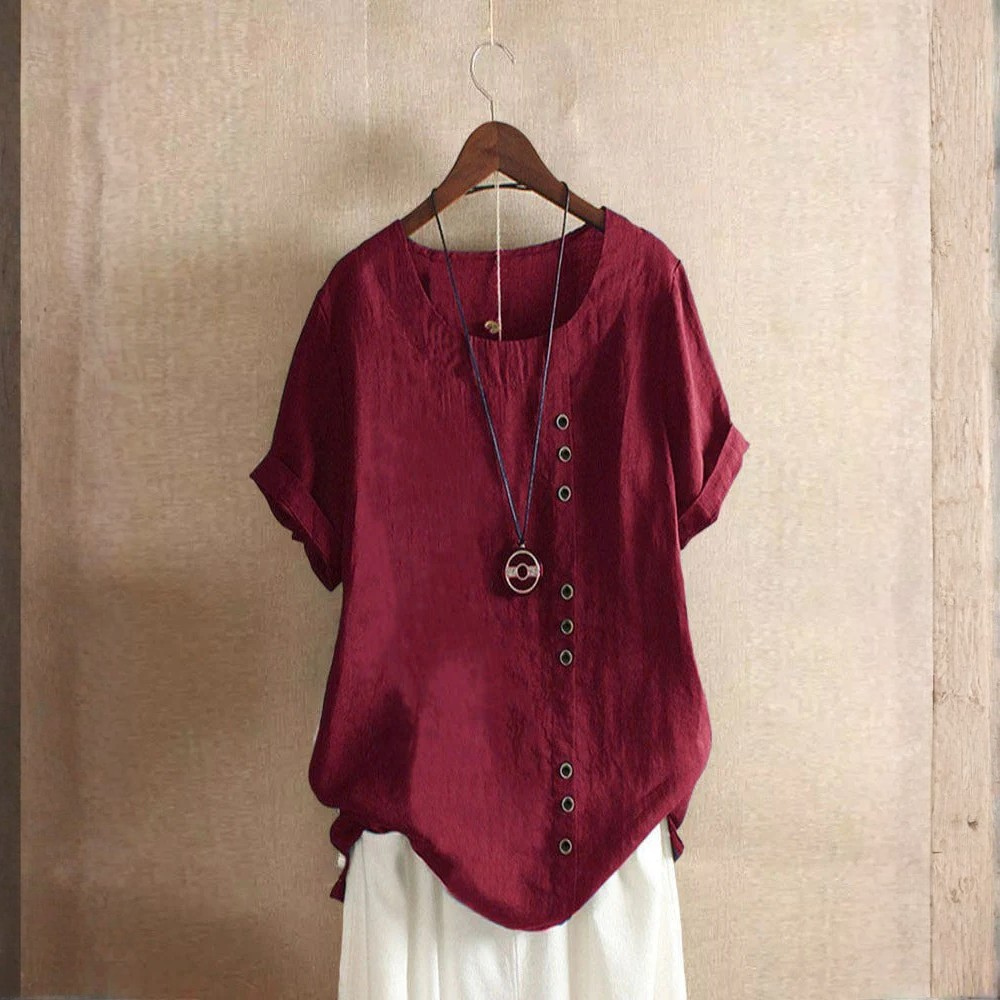 Effortless Cotton Blouse Round Neck