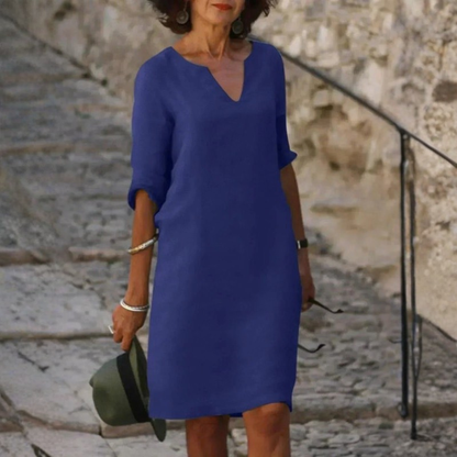 Relaxed V Neck Midi Dress
