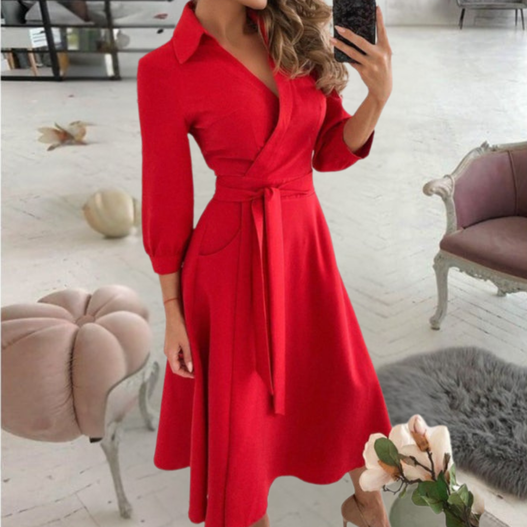 Graceful Tied Waist Midi Dress