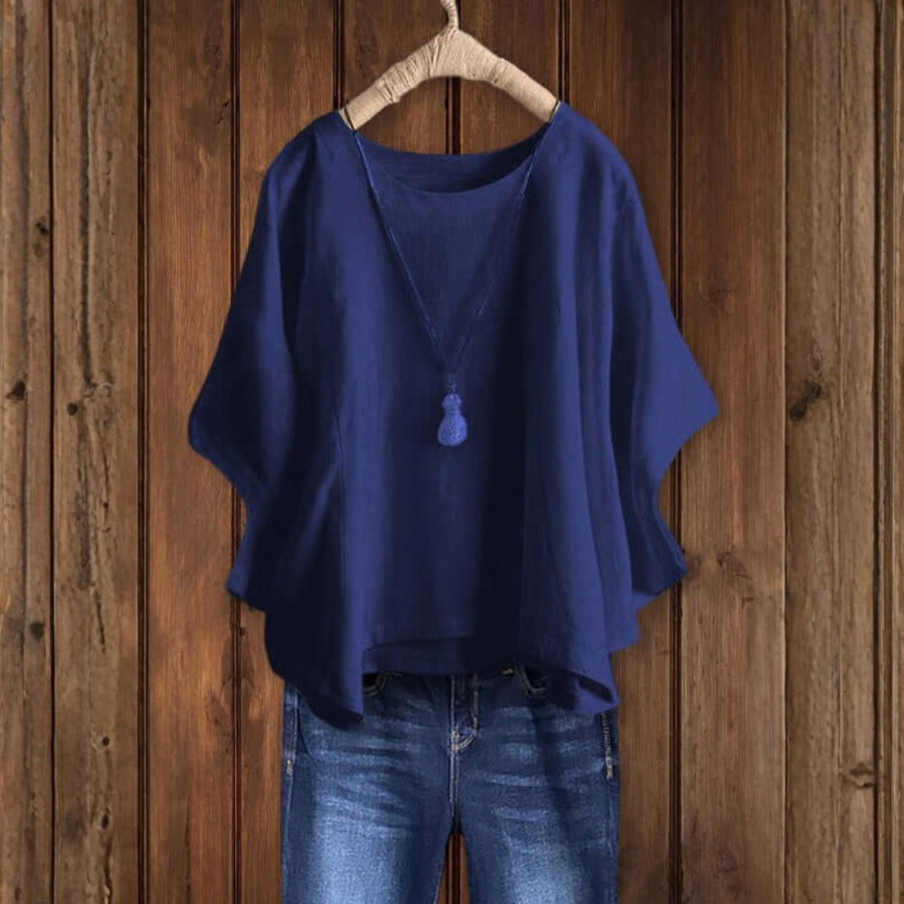 Airy Linen Dolman Sleeve Tunic