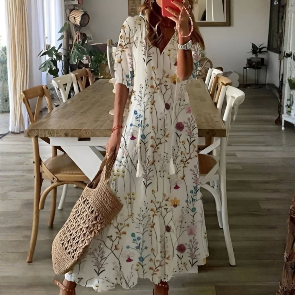 Boho Flowy Maxi Dress Tassel