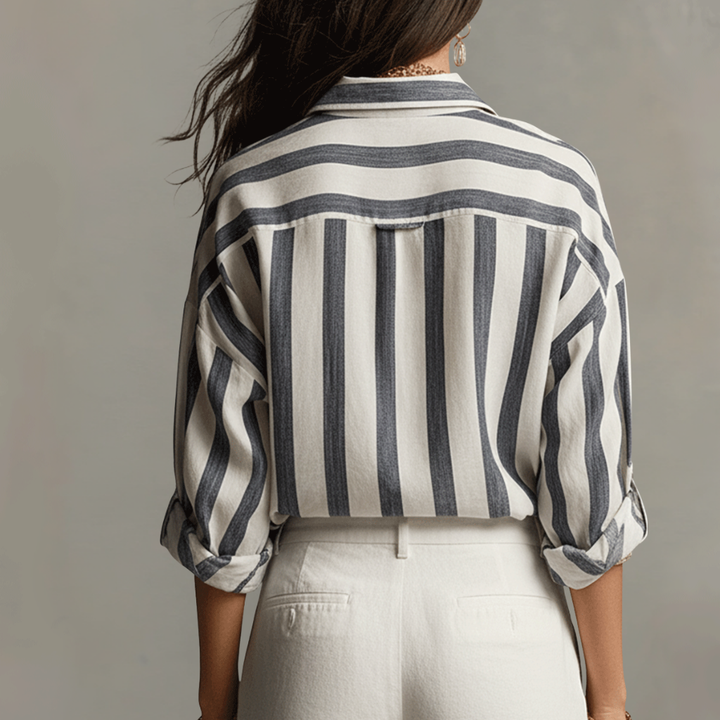 Breathable Cotton Linen Striped Shirt