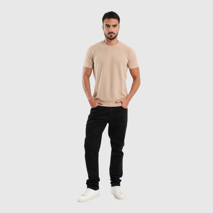 Textured Crew Neck Casual T-Shirt
