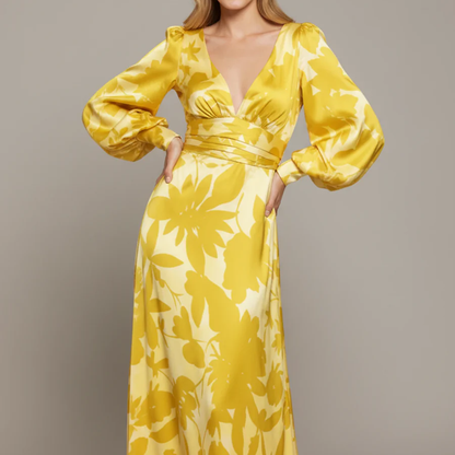 Floral V Neck Maxi Dress