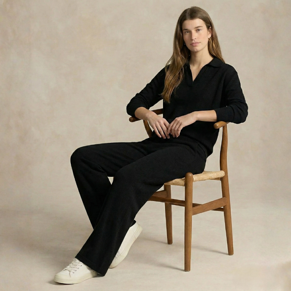Cozy Knit Set Polo Collar