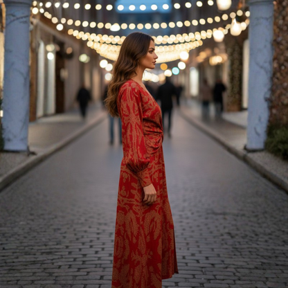 Graceful Midi Dress V Neck