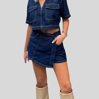 Bold Lapel Top Shorts Set