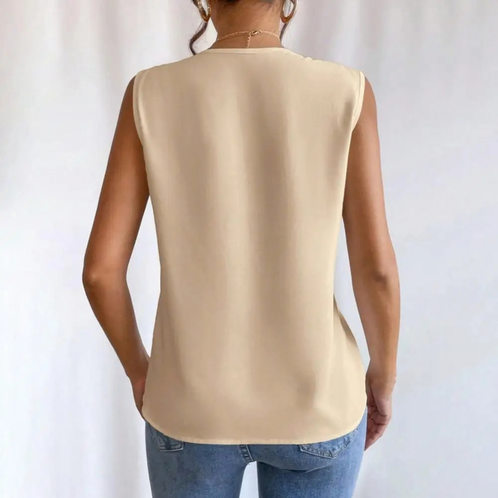 Flowing Pleated V Neck Top