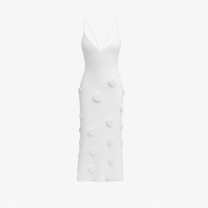 Romantic Rosette Knit Midi Dress
