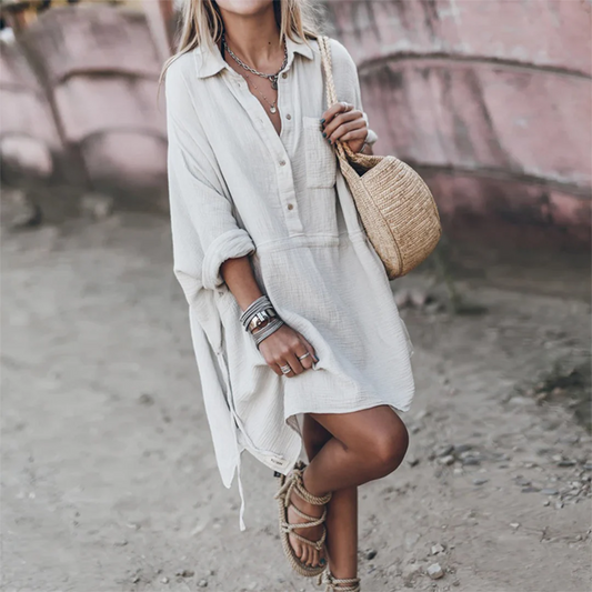 Relaxed Half Button Beach Dress