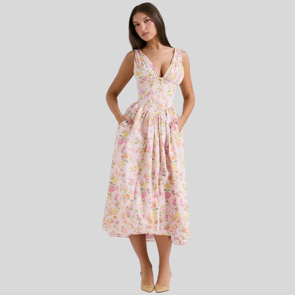 Tropical Print Midi Sundress