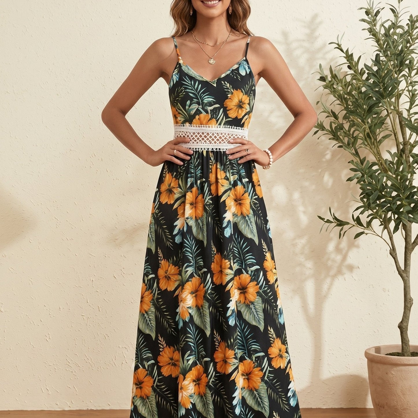 Floral High Low Maxi Dress