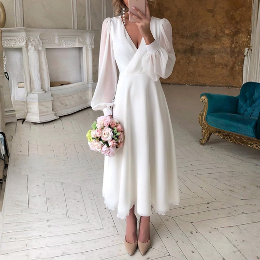 Romantic Puff Sleeve Wedding Dress