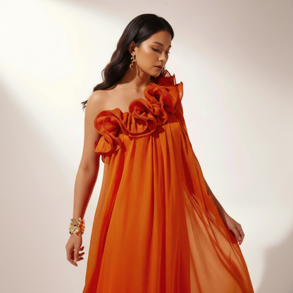 Graceful One Shoulder Evening Gown