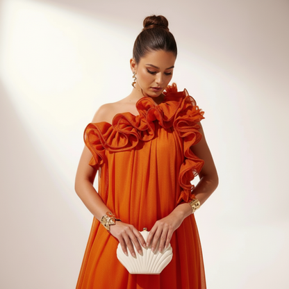 Graceful One Shoulder Evening Gown