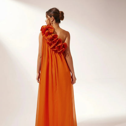 Graceful One Shoulder Evening Gown