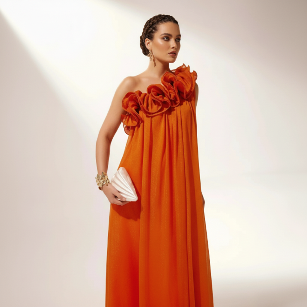 Graceful One Shoulder Evening Gown