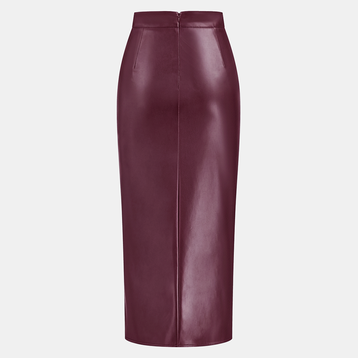 Ruched Faux Leather Midi Skirt