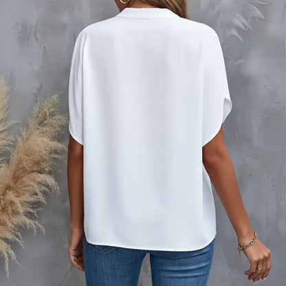 Bettina - Elegant White V-Neck Blouse for Timeless Style and Comfort 1