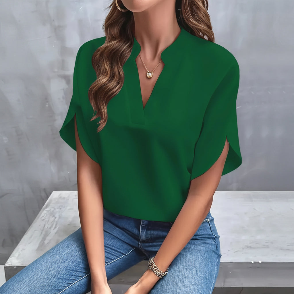 Bettina - Elegant White V-Neck Blouse for Timeless Style and Comfort 2