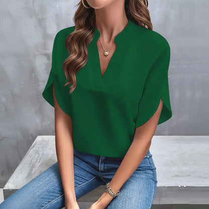 Bettina - Elegant White V-Neck Blouse for Timeless Style and Comfort 2