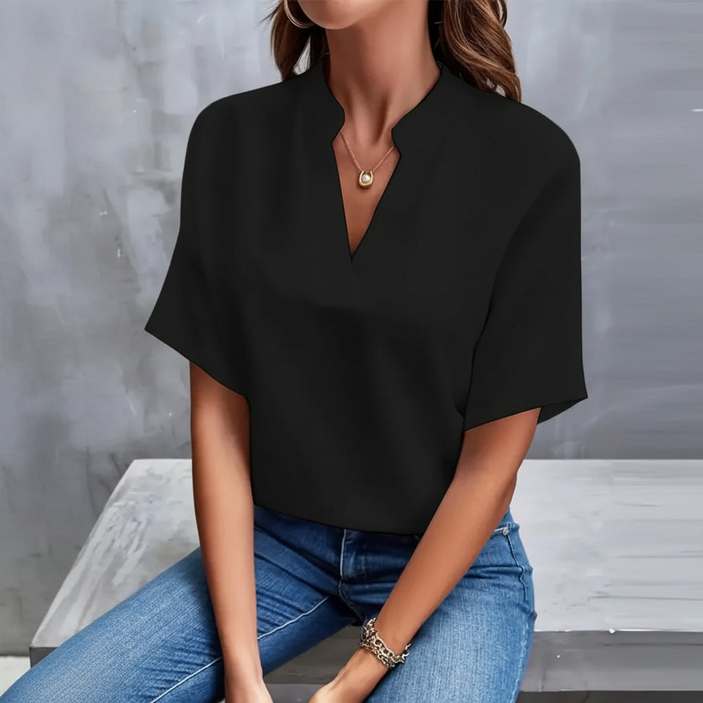 Bettina - Elegant White V-Neck Blouse for Timeless Style and Comfort 3