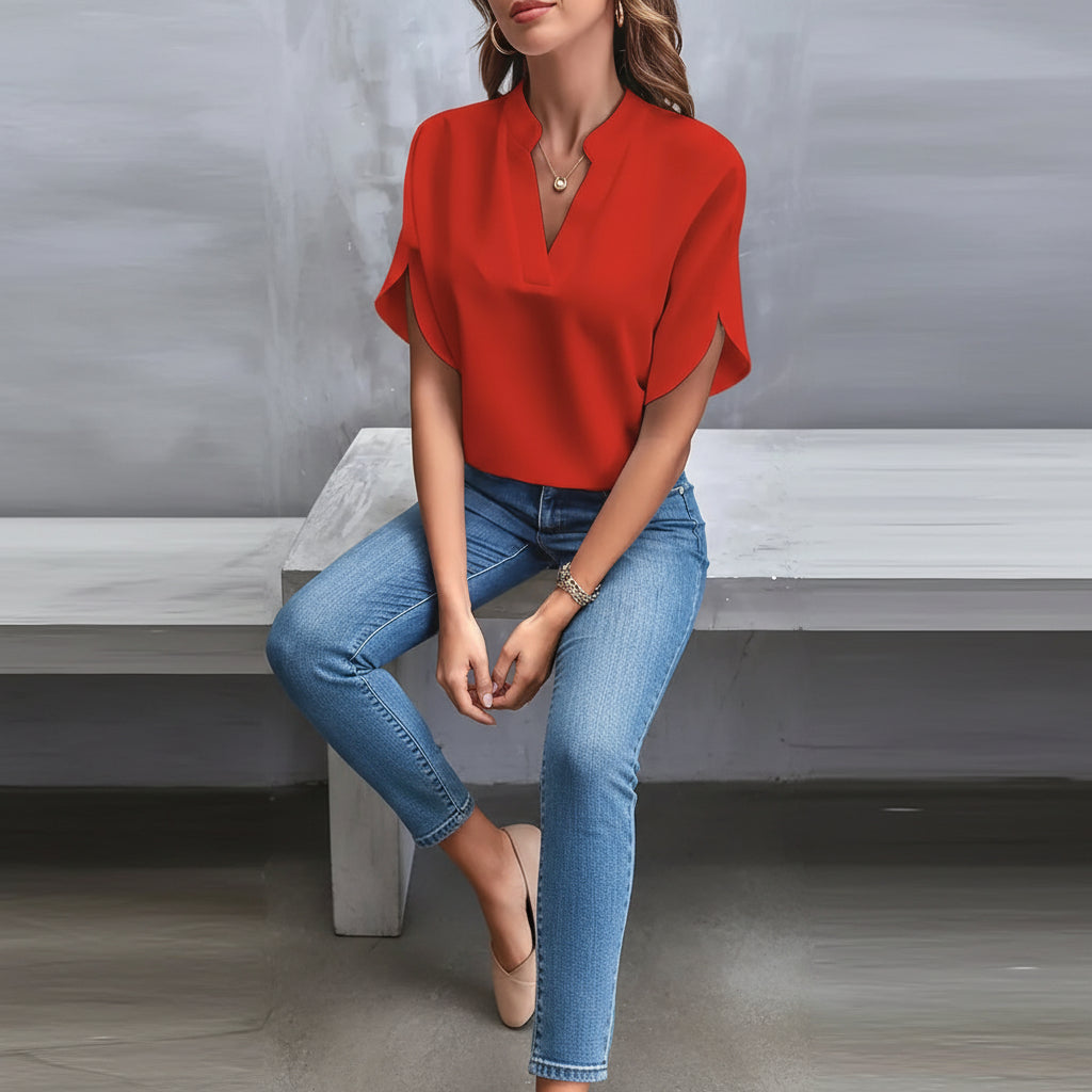 Bettina - Elegant White V-Neck Blouse for Timeless Style and Comfort 5