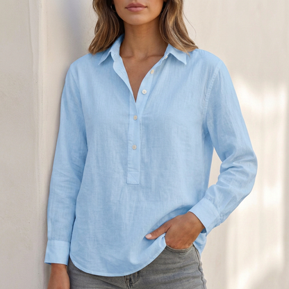 Relaxed V Neck Popover Shirt