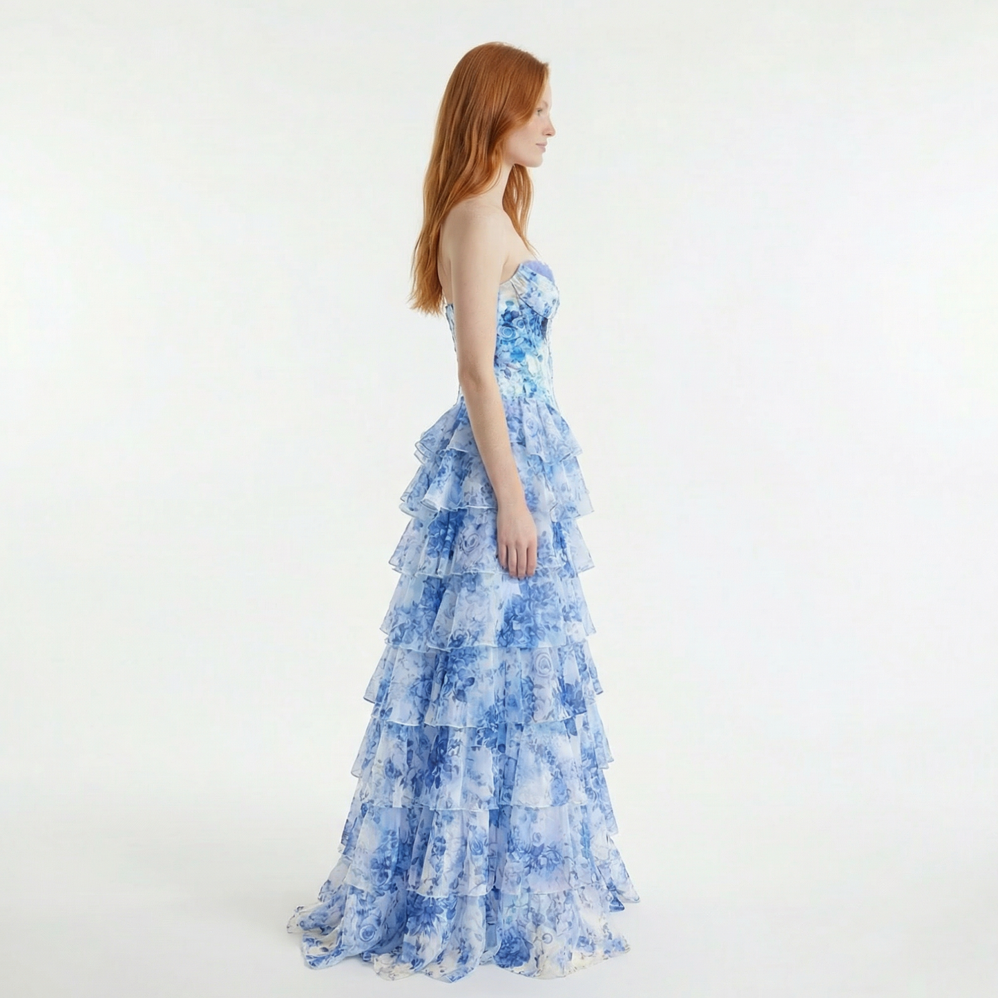 Blush A-Line Prom Dress with Sweetheart Neckline and Floral Ruffles 8