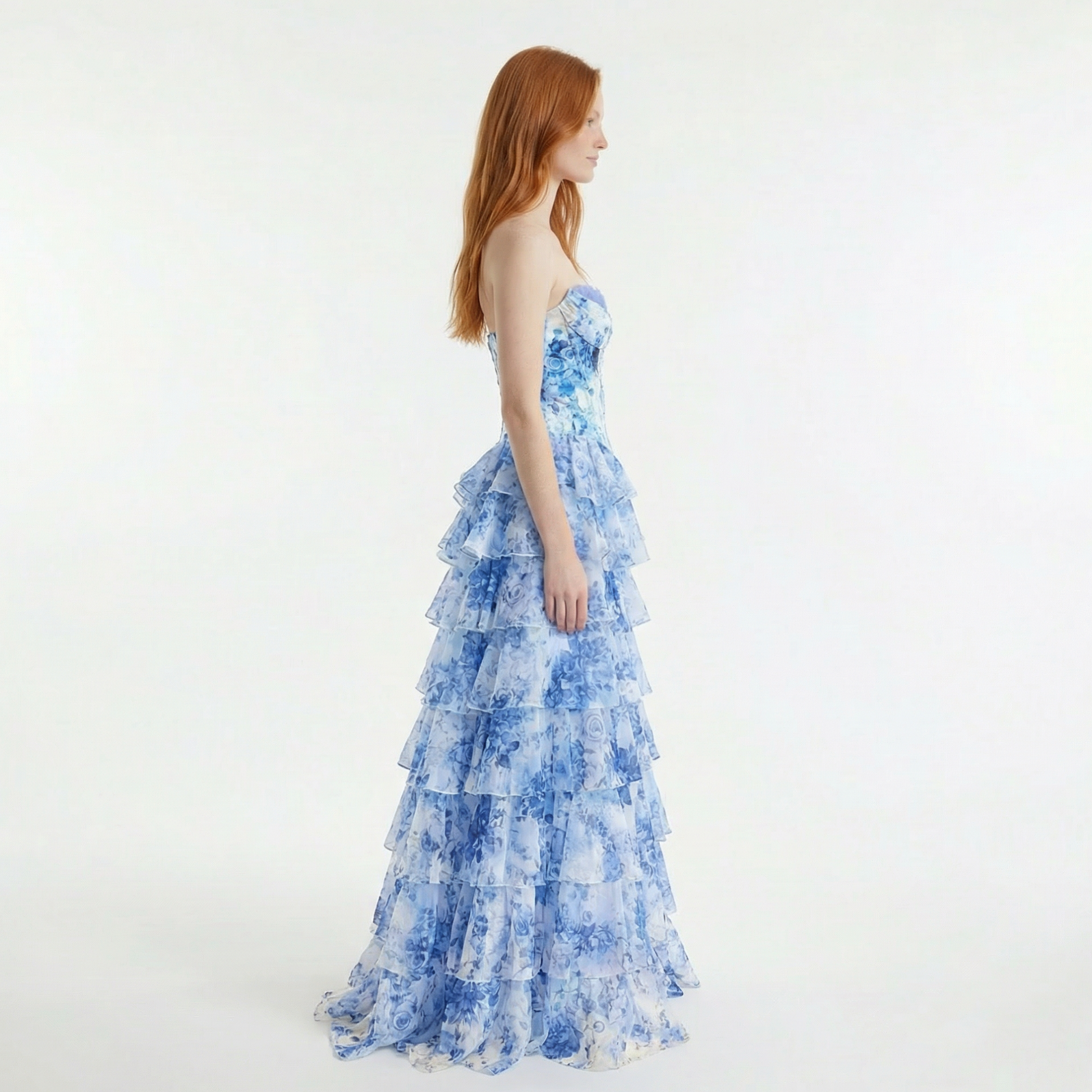 Blush A-Line Prom Dress with Sweetheart Neckline and Floral Ruffles 8