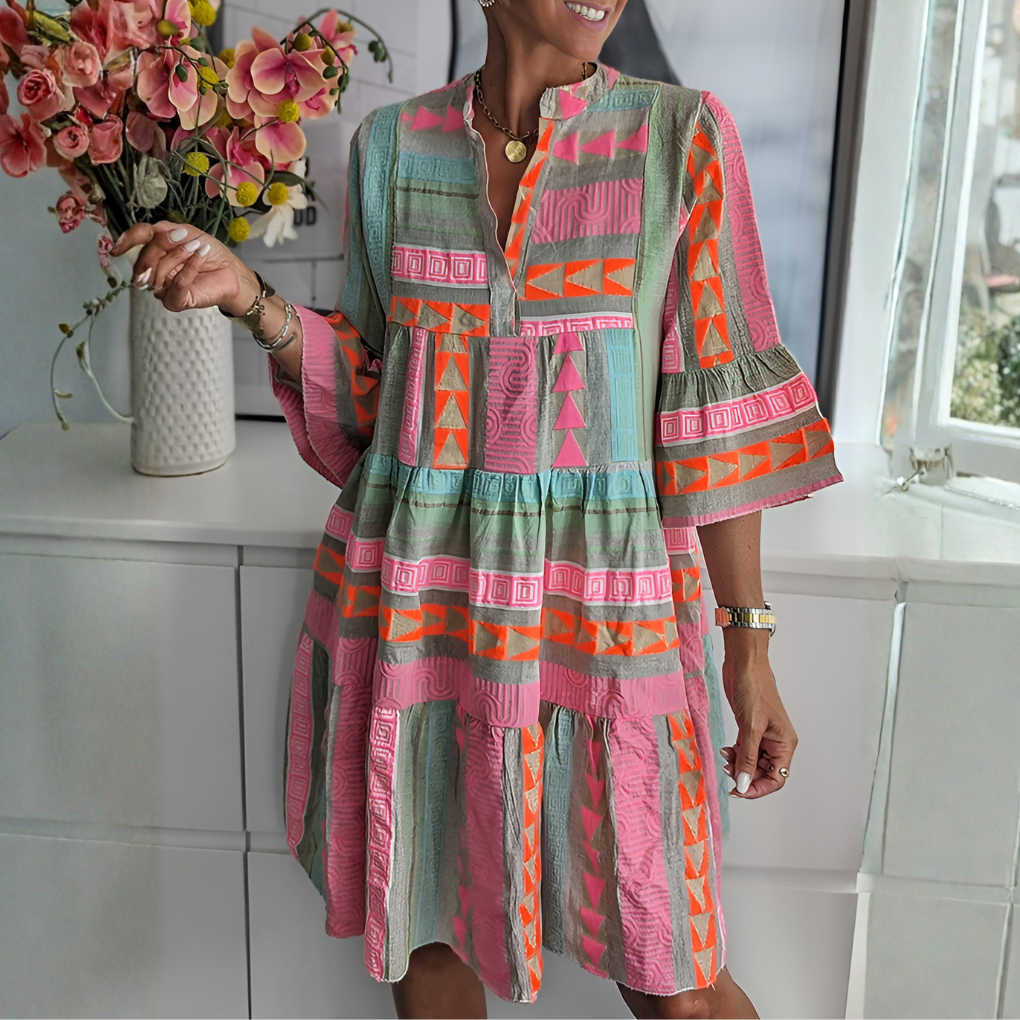 Boho Midi Dress in Lightweight Fabric for Effortless Summer Style 0