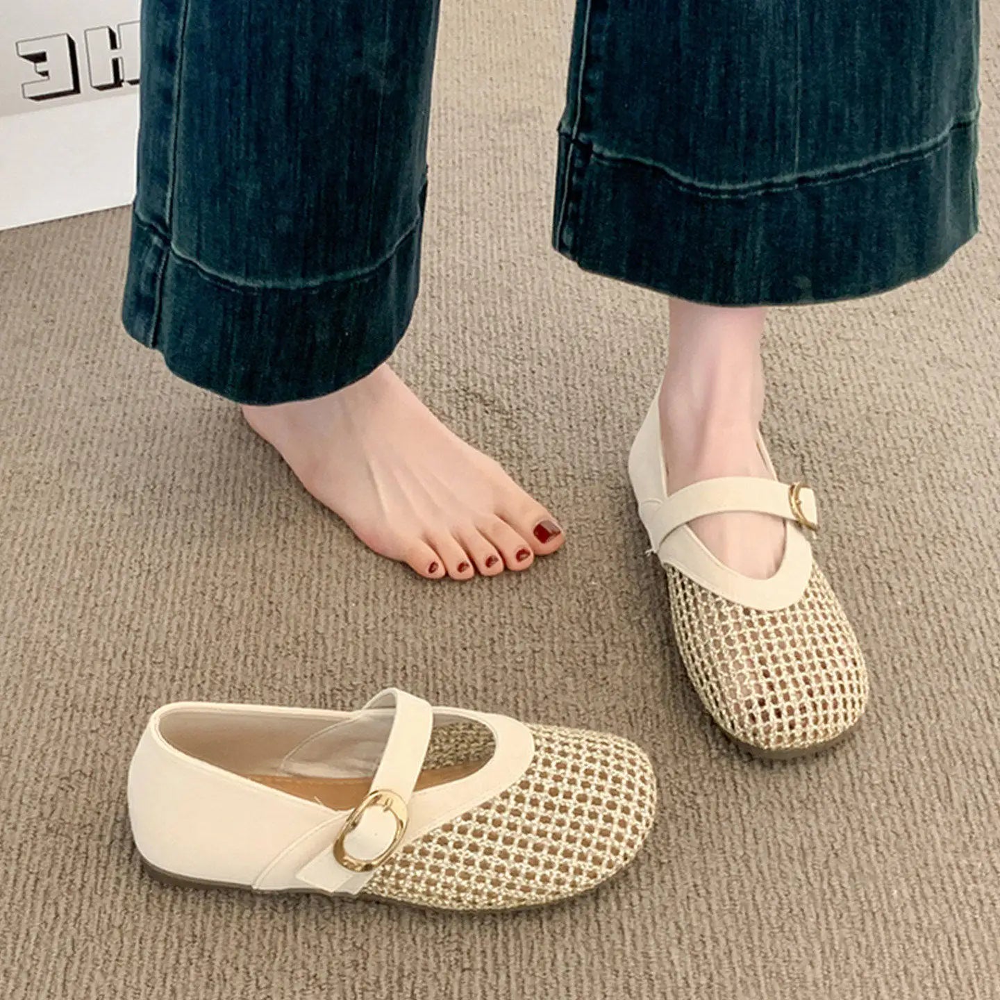 Casual Flat Shoes - Breathable Mesh with Leopard Print Trim 3