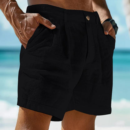 Casual Linen Summer Shorts - Lightweight Breathable Beachwear with Drawstring Waist and Pockets 1