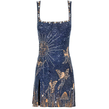 Celestial Print Bodycon Mini Dress for Stylish Summer Nights 0