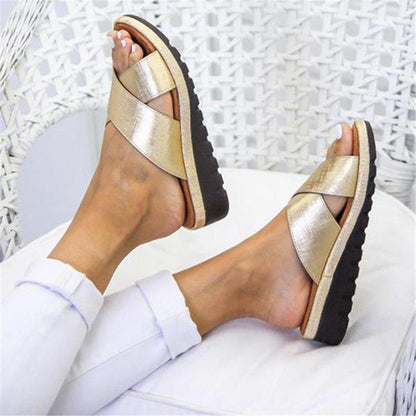 Chic Cross Strap Platform Sandals - Soft Cushioning for All-Day Comfort 4