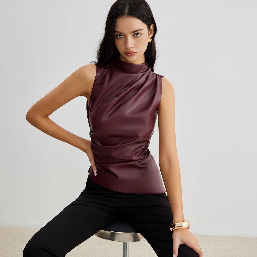 Chic Faux Leather Tank Top for Effortless Style and Versatile Fashion 0
