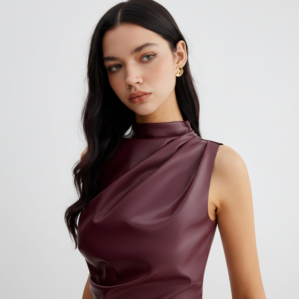 Chic Faux Leather Tank Top for Effortless Style and Versatile Fashion 4