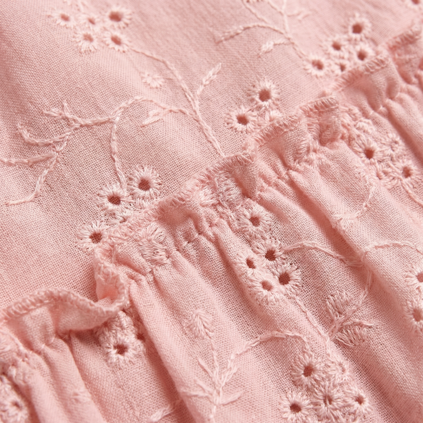 Chic Floral Mini Dress - Eyelet Design with Puff Sleeves & Smocked Back 3