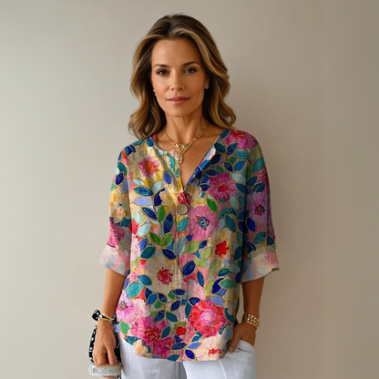 Chic Floral Print Blouse for Effortless Summer Style and Comfort 0