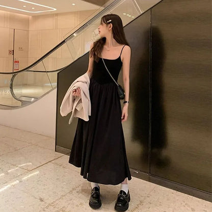 Chic High Waisted Women's Dress - Elegant Summer Maxi Suspender Design 5