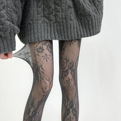 Chic Lace Tights - Elegant Floral Design with Comfortable Fit and Great Elasticity 4