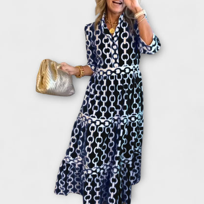 Chic Midi Dress with Eye-Catching Chain Pattern for Effortless Style 1