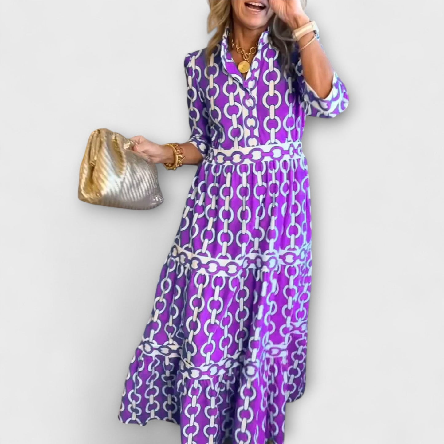 Chic Midi Dress with Eye-Catching Chain Pattern for Effortless Style 3
