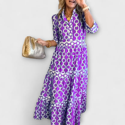 Chic Midi Dress with Eye-Catching Chain Pattern for Effortless Style 3