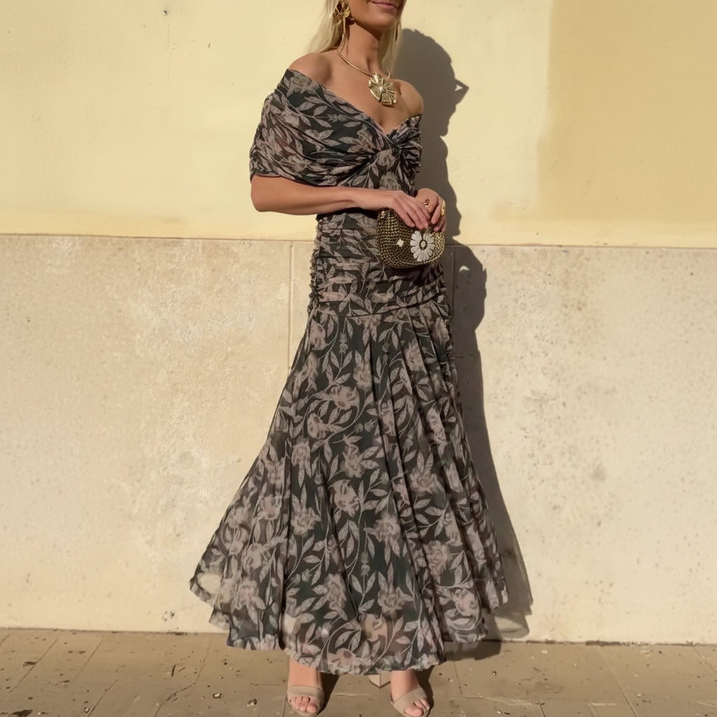 Chic Off-Shoulder Printed Summer Dress for Effortless Style and Comfort 2