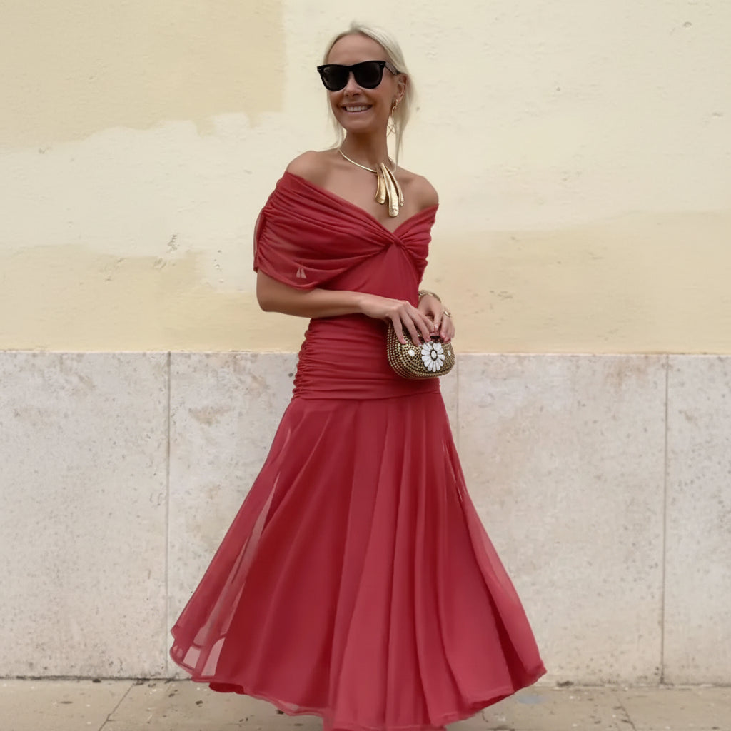 Chic Off-Shoulder Printed Summer Dress for Effortless Style and Comfort 8