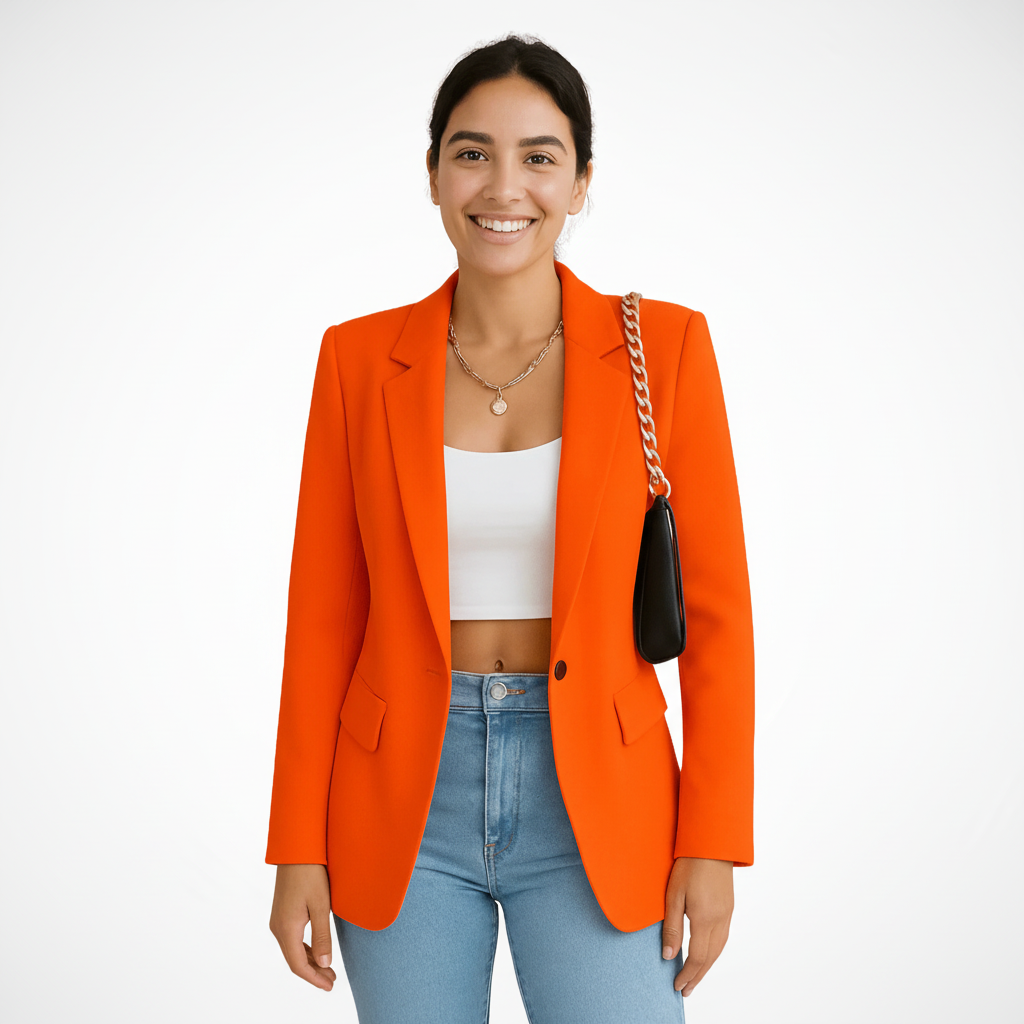 Chic Tailored Blazer in Smooth Woven Fabric for Effortless Elegance 8