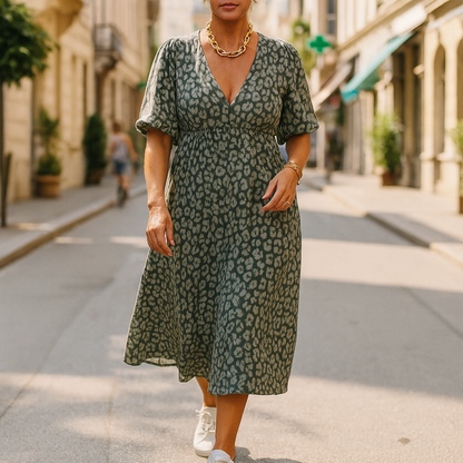 Chic V-Neck Summer Maxi Dress with Flattering A-Line Silhouette 0